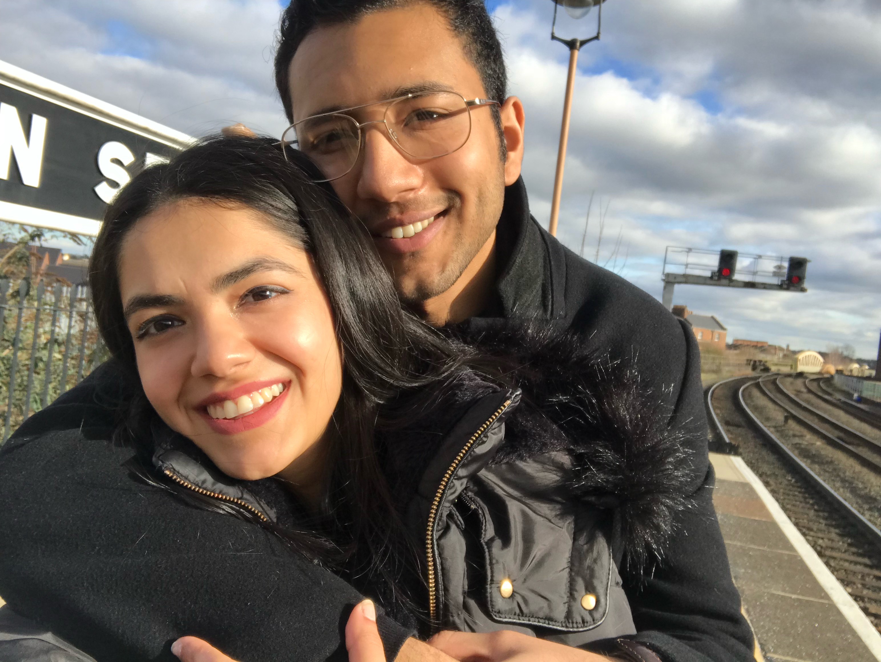 Hassan and Hamna at the train station