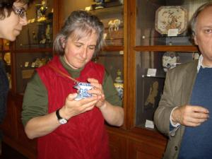 Helen has a good look in Ceramics Gallery, Bowes Museum