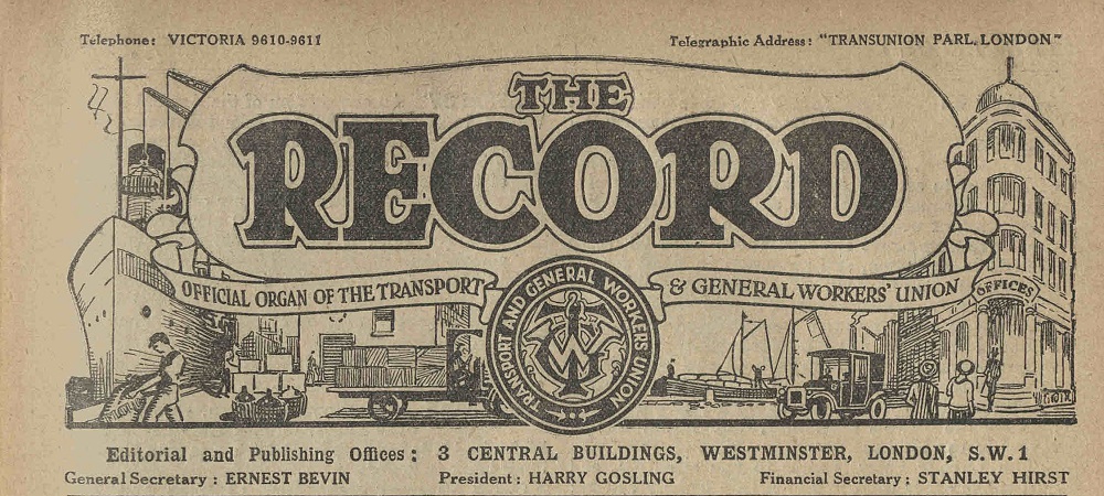 Header of The Record, showing the title of the publication and illustrations of different forms of transport